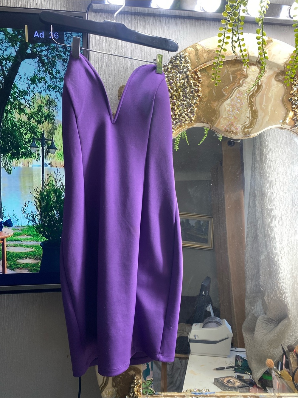 Strapless Purple Sweetheart Mini Dress